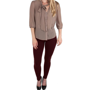 Pantalon crayon et leggings dissimulés pour femmes, couleur bordeaux, nouvelle collection - Product Image 4