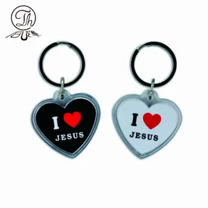 Yo amo a Jesús logotipo en forma de corazón foto hermosa llave Cadena de diseño personalizado clave colgante anillo