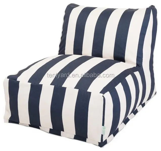 Silla PUF de marca de belleza de lujo azul y blanca o sofá estampado con funda de PUF perezoso suave