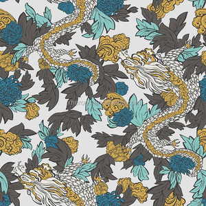 <span class=keywords><strong>Papier</strong></span> <span class=keywords><strong>peint</strong></span> décoratif pour la maison en vinyle avec motif de dragon de chrysanthème de <span class=keywords><strong>nuage</strong></span> de bon augure de la Chinoiserie - Product Image 2
