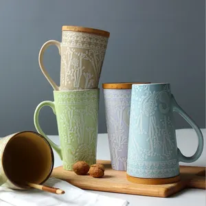 UCHOME Custom Printing Creative Elegant Hand Painting Embossed Ceramic Coffee Mug/Milk Mug/Tea Cup