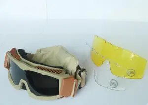 тематическая бежевая тактическая маска для страйбкола RK6 с жёлтой ударопрочной линзой