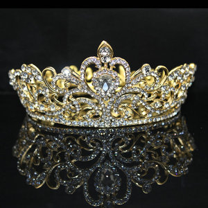 Copricapo da principessa all'ingrosso piccola corona rotonda di strass di cristallo diadema per la festa di nozze di Cake Topper per la <span class=keywords><strong>regina</strong></span> - Product Image 1