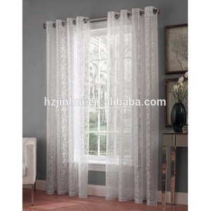 100% Polyester Jacquard eyelet Ready Made curtain, white Sheer curtains - Product Image 1