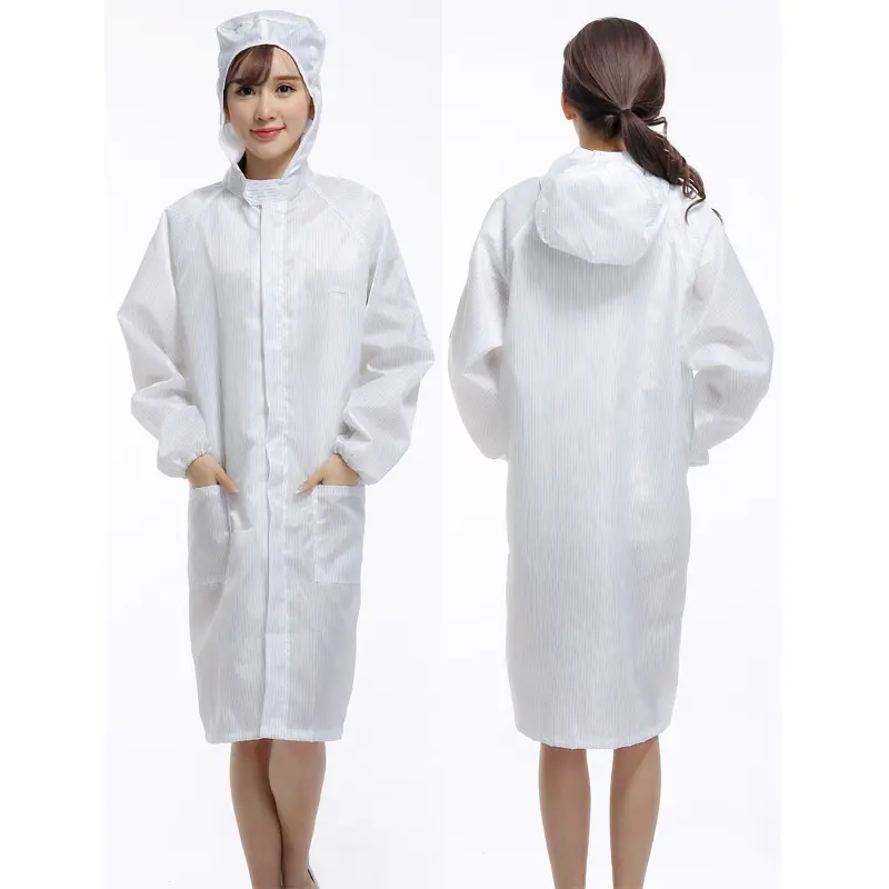 Quần Áo Chống Tĩnh Điện Phòng Thí Nghiệm Coat ESD Smock Với Hood Cho Công Nhân