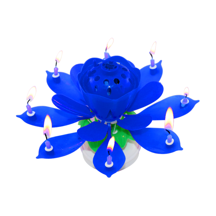 批发快乐莲花圆形旋转音乐生日蜡烛圆形双层