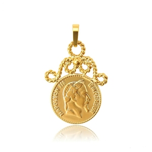 Pendentif pour pièce de monnaie empire 24K, tête en or, nouveauté 31829 - Product Image 1
