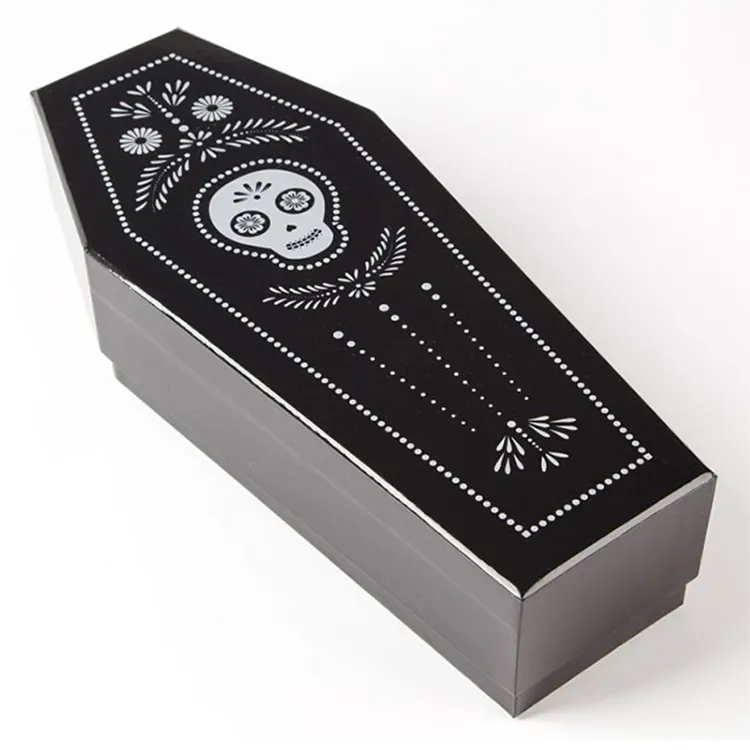 Caja de cartón personalizada de alta calidad, caja de regalo en forma de ataúd negro