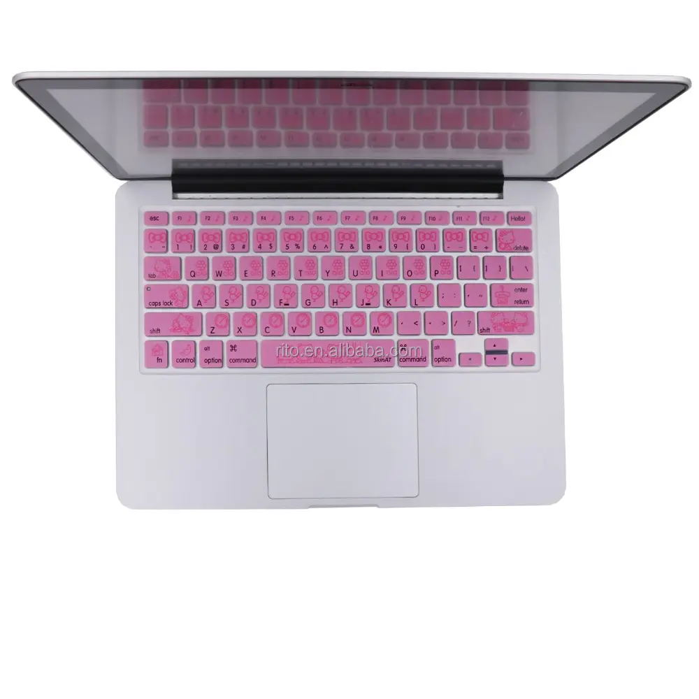 Sevimli <span class=keywords><strong>Hello</strong></span> <span class=keywords><strong>Kitty</strong></span> pembe silikon klavye cilt MacBook Air 13 inç için klavye kapağı
