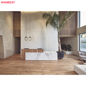 Quầy Tiếp Tân Bằng Đá Cẩm Thạch Trắng Carrara Quầy Khách Sạn Quầy Lễ Tân Đơn Giản Với Đèn LED - Product Image 4