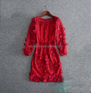 A2278 Applicazioni Nuovi Arrivi <span class=keywords><strong>Vintage</strong></span> <span class=keywords><strong>Abito</strong></span> Da Sposa <span class=keywords><strong>Rosso</strong></span> Lungo Del Fiore Del Manicotto Del Merletto di Modo Ricamato Donne Mature Vestito - Product Image 2
