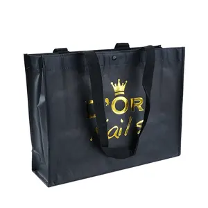 Promosyon Go sepet alışveriş çantası toptan özel Logo Nonwoven düğmeli alışveriş PP olmayan dokuma çanta