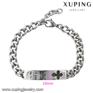 74767 Xuping en acier inoxydable bracelet de luxe avec l' écrit Life is better if you smile pour femme - Product Image 2