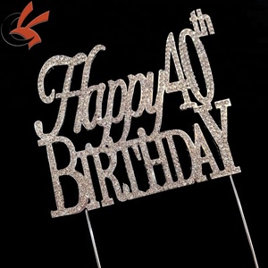 Party <strong>Cake</strong> Decoration Silver Rhinestone Happy Birthday <strong>40th</strong> <strong>Cake</strong> <strong>Topper</strong> - Product Image 4