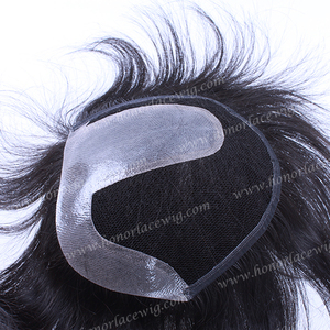 Ht27 6.5 "x 8.5" Kích thước tùy chỉnh nam toupee màu đen tự nhiên mật độ 100% trong suốt mỏng da PU Swiss ren lụa cạnh toupe - Product Image 4