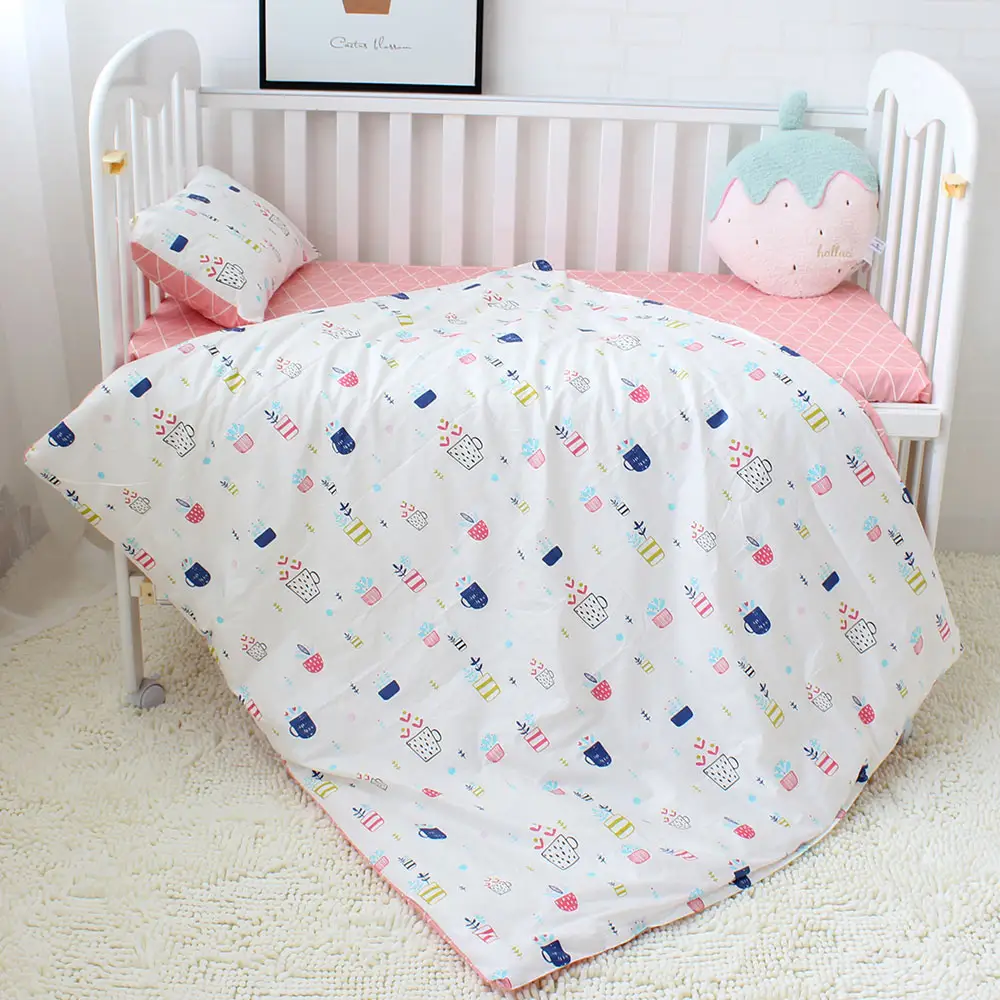 100% القطن عالية الجودة سرير الطفل الأطفال مجموعات الفراش الكرتون 3 قطعة غطاء سرير أغطية سرير مجموعة سرير طفل رضيع مجموعات