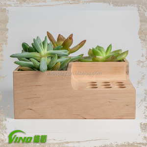 Organizador multiusos de madera natural para almacenamiento de escritorio para exhibir artículos y organizar suministros de oficina y plantas - Product Image 2