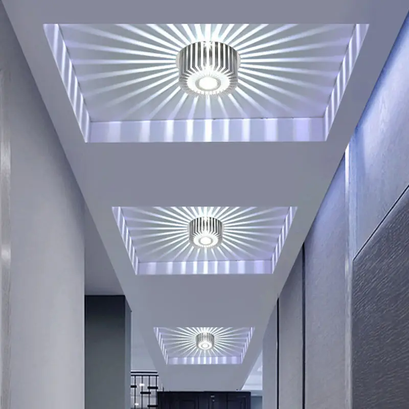 Lámpara de techo LED para porche y balcón, luz descendente RGB montada en la pared, 3W
