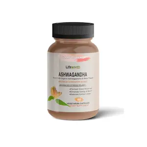 Lifeworth balanced energy levels ashwagandha powder capsules organic