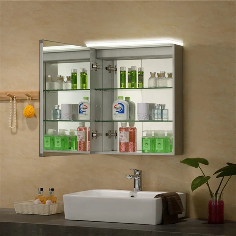 Small Hanging LED Corner Bathroom Cabinets Mirror Sink Cabinet