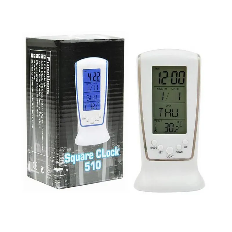 Promo LED luminoso musica meter display della temperatura di allarme orologio calendario orologio elettronico