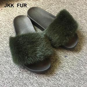 Las mujeres más nuevas de moda fur slides interior personalizado real visón completa zapatillas - Product Image 2