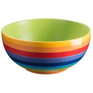 Ceramic rainbow strip food bowl 5.5 ciq fda lfgb sgs dinnerware bowls round porcelain bulk packing