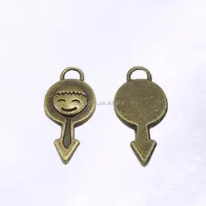 Boy Smile Face 3D Mini Gifts Metal Arrows Charms - Antique Bronze factory customized
