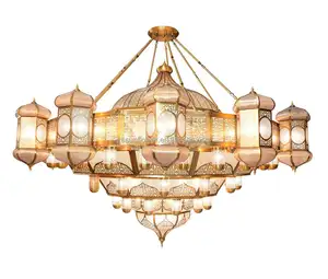 Dekorasi Islam, lampu gantung Mesjid besar besi tempa lampu aula doa