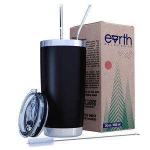 Gobelet isotherme en acier inoxydable à double paroi de 20 OZ avec couvercle anti-fuite et brosse à paille - Product Image 1