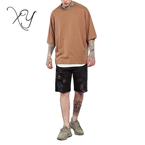 2018 Nouveau hommes Casual Demi Manches Surdimensionnés T-Shirt Solod Couleur Personnalisé Hip Hop T Shirt Hommes - Product Image 6