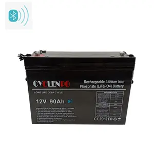 עמוק מחזור lifepo4 12v 90ah ליתיום סוללה 12v 90ah עם אלחוטי להתחבר עבור caravam/עגלת גולף