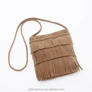 Fashion Women Leather Tassel design Fringe Suede Shoulder Messenger Bag