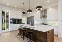2022 Hangzhou Vermont USA Home Meubles de cuisine en laque blanche haute brillance avec mains libres