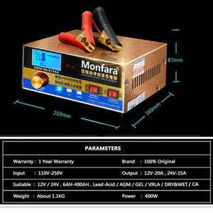 Cargador de Batería de Arranque y Parada con Enchufe Europeo de 220V, Pantalla LCD, 400W, 12V 24V, para Automóviles y Motocicletas, Ácido de Plomo, Calcio, CA, GEL, AGM, 100A 200A - Product Image 5