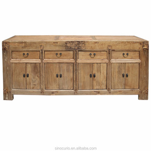 Meubles en bois massif, style chinois ancien, prédécoupés, naturel, long buffet - Product Image 1
