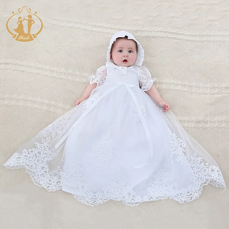 Nimble Baby Girls Embroidered Christening Baptism Dress Baby Formal Party Gowns