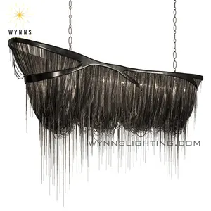 Grand atlantis dragon boat shape aluminium tassel chain pendant lamp with LED light source for lobby/hall/home and hotel
