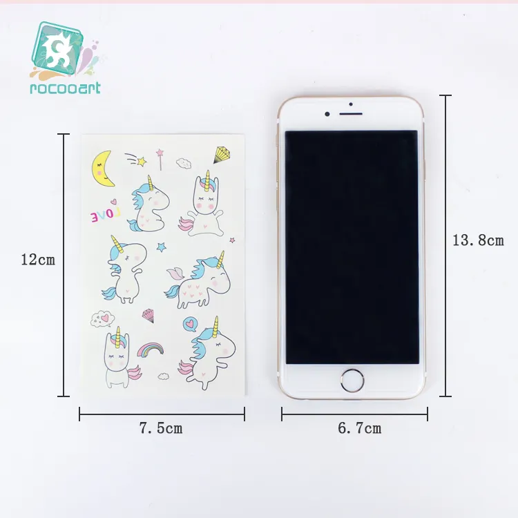 Top Manufacturer Best Selling Colorful Unicorns Designs Water Transfer Temporary Cartoon Tattoo Sticker For Kids