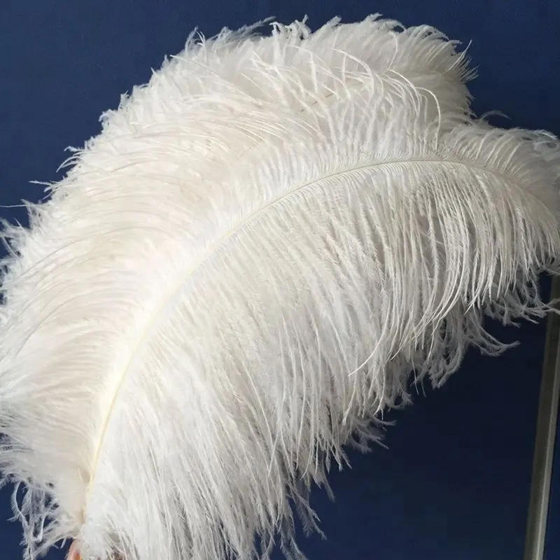 Venta al por mayor de plumas de avestruz blancas teñidas de alta quality14-16inch para decoración de mesa de boda