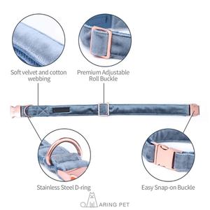 Oem Verstelbare Luxe Zachte Fluwelen Kat Halsband En Riem Set Custom Comfort Katoen Singels Rose <span class=keywords><strong>Gold</strong></span> Metalen Gesp - Product Image 5