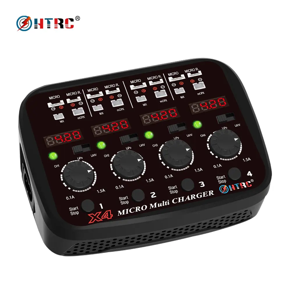 HTRC X4 1S Multifunction Lipo/Lihv Micro Multi Battery Charger Quattro AC DC 100-240V 24W 1.5A LED And Audible Sound Indicate