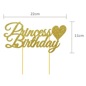 Gilding Gold <strong>Princess</strong> <strong>Birthday</strong> Cake Topper Girl <strong>Birthday</strong> Party Cake <strong>Decoration</strong> - Product Image 2