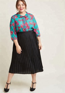 <strong>Women</strong> a Line Black Chiffon Pleated <strong>Midi</strong> <strong>Skirt</strong> - Product Image 6