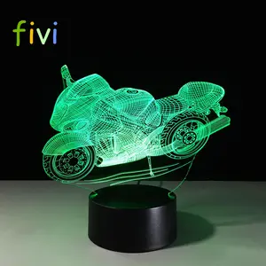 3D мотоциклетный ночник, акриловая RGB иллюзия, визуальная настольная лампа, 7 цветов, изменение атмосферы, освещение для праздника, дома, лампары