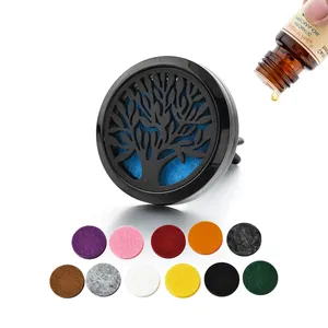 Factory Car Accessories Supplier Custom Logo Tree Of Life Stainless Steel Perfume Black Essential Oil Aroma Car Vent