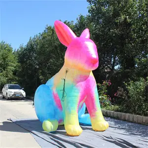 Disesuaikan Iklan Raksasa Inflatable LED Berwarna-warni Kelinci/Inflatable Kartun/Inflatable Easter Bunny dengan Lampu LED