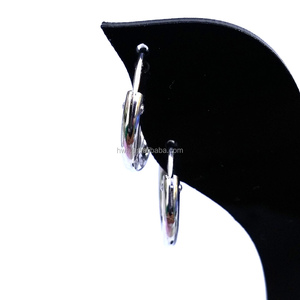 Pendientes de tubo hueco de plata de ley H192-2x15mm, aros chapados en rodio - Product Image 5