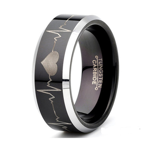 8 mét Thoải Mái Phù Hợp Với Thời Trang Người Đàn Ông của Đồ Trang Sức Lớn Màu Đen Mạ Trái Tim Đánh Bại Khắc Tungsten Carbide Mens Nhẫn - Product Image 1