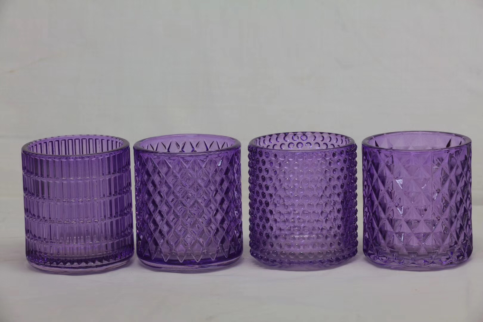 Home Decor new design embossed glass candle jar glass candle holder